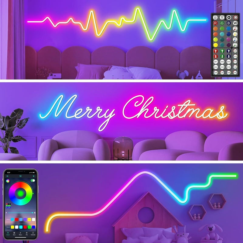 Sinley Led Neon Rope Lights 100FT,Control with App/Remote,Flexible Led Rope Lights,Multiple Modes,IP68 Outdoor RGB Neon Lights Waterproof,Music Sync Gaming Led Strip Lights for Bedroom Indoor - Image 4